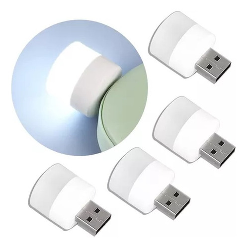 Mini Focos Luz Led Lámpara Usb Lámpara De Noche 4 Piezas Blanco Blanco