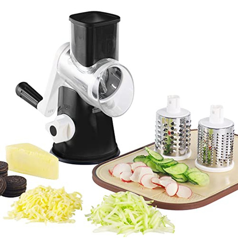 Rallador De Queso Giratorio Con 3 Cuchillas Intercambiables,