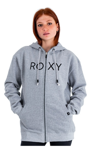 Campera Canguro Roxy Logo (gri) Roxy