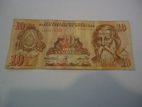 Billete De Honduras 10 Lempiras Año 2001