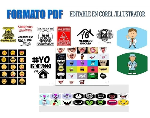 Diseños Plantilla Sublimación Tapabocas Barbijo Estampar Pdf
