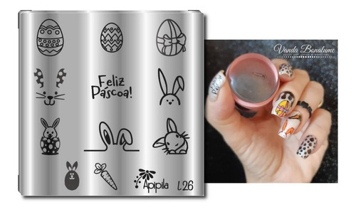 Imagem 2 de 5 de Kit Placas De Unhas Apipila L - Grátis Carimbo E Esmaltes -