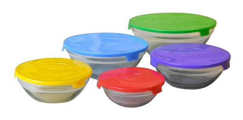 Bowls Con Tapa De Color X 5