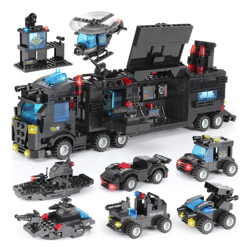 1110 Pcs Swat City Police Station Mobile Command Center Truc