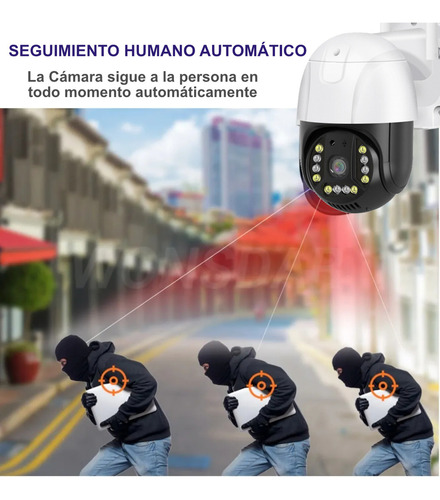 Camara Ip Wifi Vigilancia Exterior 5mp V Nocturna Ptz Audio Color Blanco Con Negro