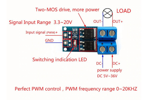 Driver Mosfet 15a 400w Regulador Pwm Arduino Rpi