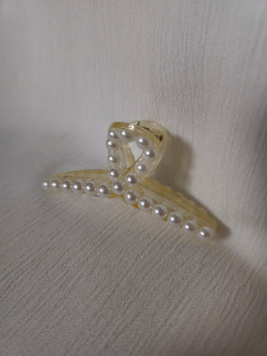 Gancho Pinza Broche Clip Pelo Grande Transparente Perlas Infinito