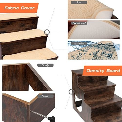 Topmart Escaleras De Madera Para Perros De 4 Niveles, Escalo