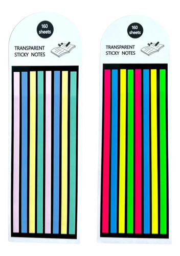 Pack 2 Notas Adhesivas Strips Transparente Destacador Texto