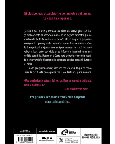 It (eso), De Stephen King. Editorial Debolsillo, Tapa Blanda