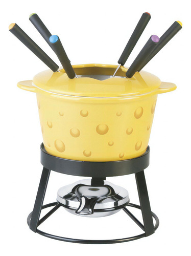 Conjunto Fondue Resistente Com Garfos Fogareiro Hauskraft Cor Amarelo Lana