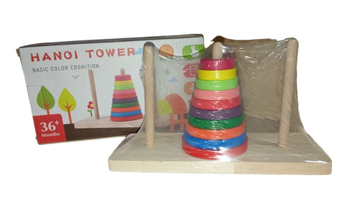  Juego Madera Encajable Montessori Didáctico Torre Hanoi