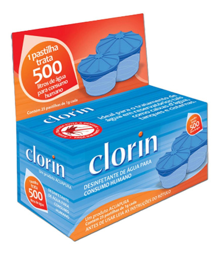 Clorin 500 Tratamento De Água  25 Pastilhas