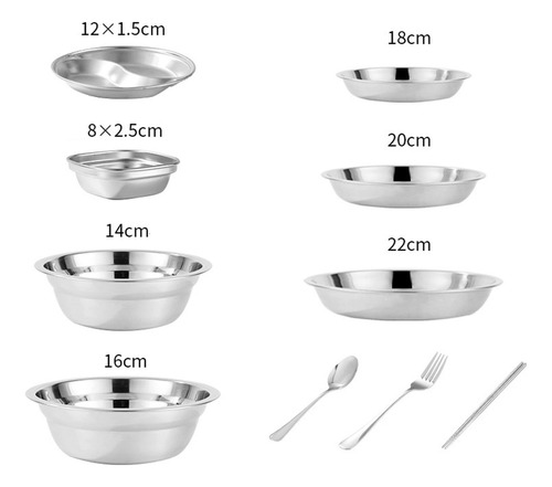 Juego De Platos Y Tazones De Acero Inoxidable Para 36 Piezas