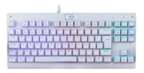comprar Teclado gamer Redragon Dark Avenger K568 QWERTY português Brasil cor lunar white com luz RGB