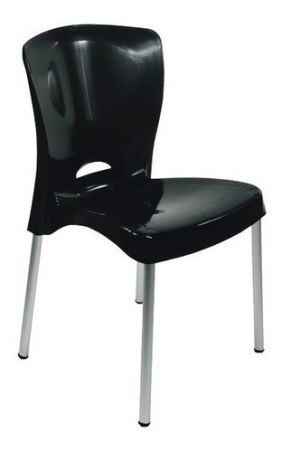 6 Cadeiras Plástico Pés Alumínio Encosto Ergonômico 140 Kg Cor da estrutura da cadeira Preto
