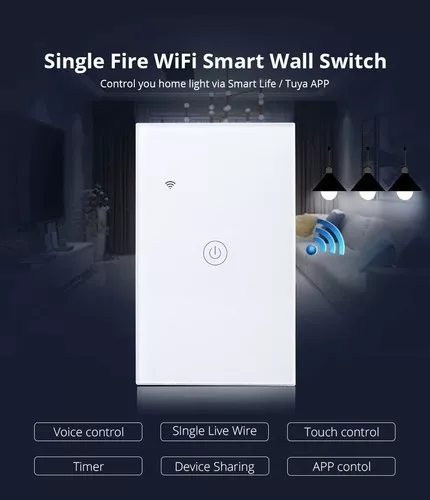 Interruptor Inteligente Wi-fi De 1 Vías Blanco Sin Neutro