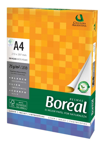 Resma A4 75 Grs Boreal Caja X10 Env Gratis Papelera Express