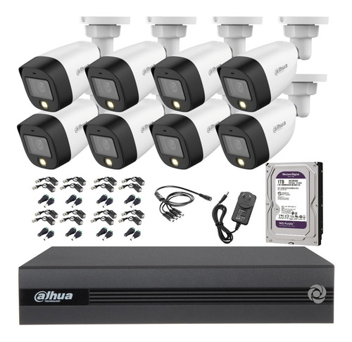 Imagen 1 de 9 de Kit Seguridad Dahua Cctv Dvr 16ch+ 8 Camara Fullcolor+ Disco