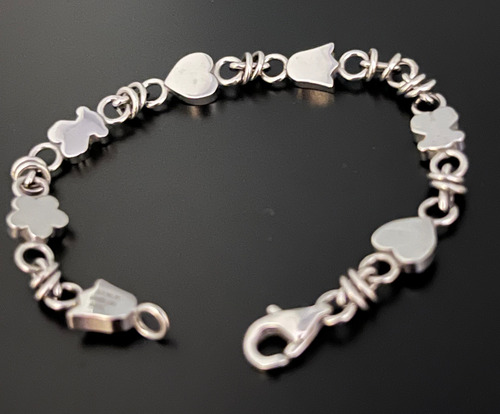 Pulsera Tous Varias Figuras Acero Excelente Estado Plateado 15 Cm (Usado)