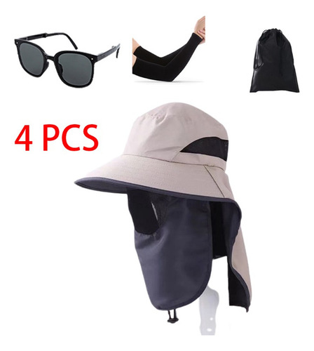 Sombrero Pesca Sol Protección Cuello Cara Mangas Brazo 3 Pie