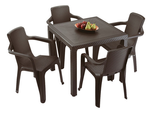 Mesa De Jardin Cuadrada Rimax Eterna Wengue Plastico 80x80 C