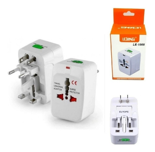 Imagem 1 de 6 de Adaptador De Tomada Multiuso Universal 3 Padraos Bivolt