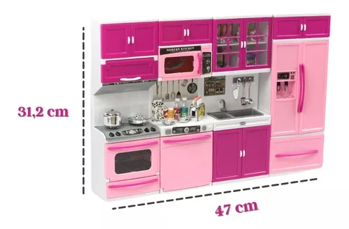 Jogo De Cozinha Barbie Meninas Rosa Grande Kit Completa Luxo