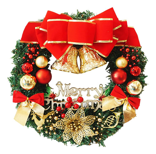 Christmas 16 Inch Christmas Wreath With Bow Knot Bell Balls