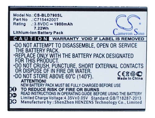 Bateria Para Cel Blu D790 D790l D790u Studio G C71544200t