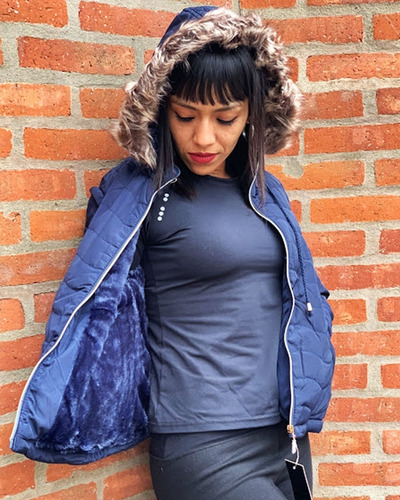 Imagen 8 de 10 de Campera Mujer Piel Invierno Capucha Importada Chaleco