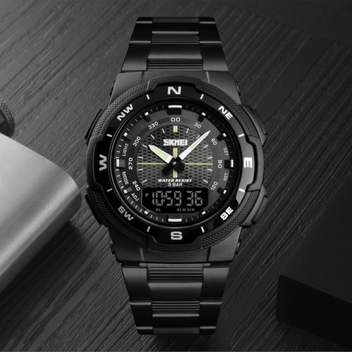 Relógio De Quartzo Skmei 1370 Pulseira De Aço Inoxidável 50m