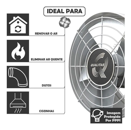 Exaustor 30cm Alta Temperatura Até 100ºc Qualitas + Nf-e