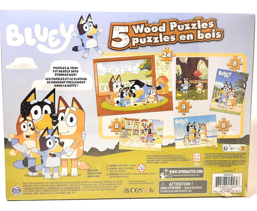 Bluey 5 Rompecabezas De Madera Con Caja De Almacenamiento, 7