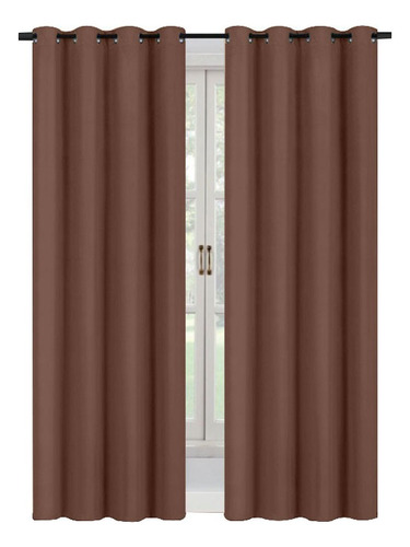 Cortinas Blackout 275cm Ancho X 215cm De Largo En 2 Páneles Color Café