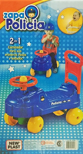 Imagen 5 de 7 de Pata Pata Andador Bebe Policia Casco New Plast 20196 Bigshop