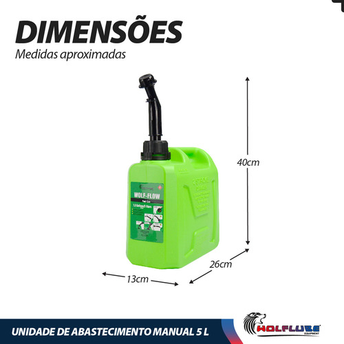 Galão Tanque Combustível Álcool 5 Litros C/ Bico Wolflube