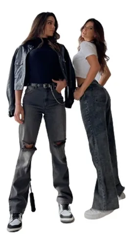 Jeans negro roto en la rodilla mujer sales