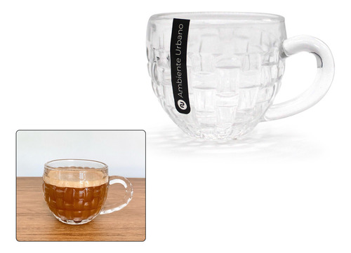Taza Chica Labrada En Vidrio Texturado Transparente Infusion Taza Labrada Vid