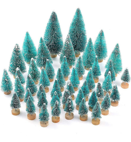 48 Mini Arboles De Navidad Threan Turquesa De 4 Tamaños
