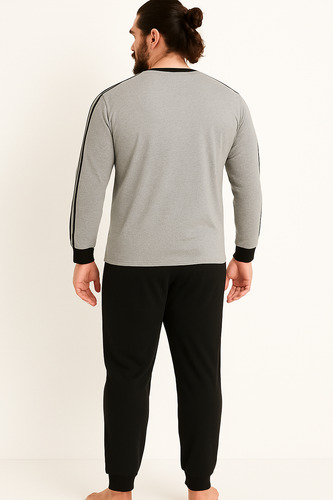 Pijama Hombre Algodon Gianni 6162 Escote V Pantalón Con Puño