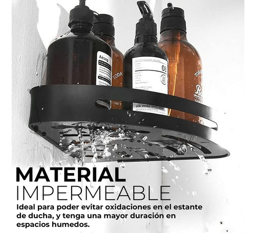 Juego De 2 Organizadores Para Ducha Triangulares Esquineros Metálicos Con Gancho Fasilyt Color Negro