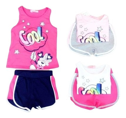 Conjunto Camiseta Y Short Verano Para Niña Modelos Bkx-124