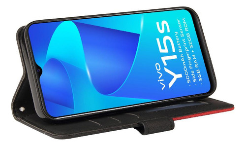 Caso For Vivo Y15s Teléfono Caso Flip Folio Libro Con