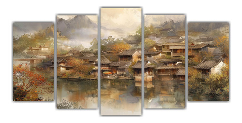 250x125cm Cuadro Aldeas Rurales Chinas Antiguas Abstractos