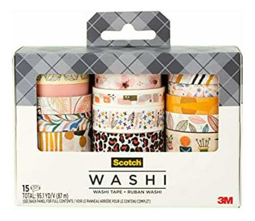 Scotch Cinta Washi, Diseño Caprichoso, 15 Rollos, Ideal