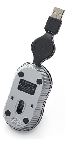 Mouse Optico Verbatim Con Cable Rectractil Color Negro
