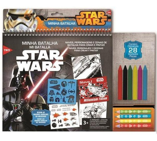 Kit Star Wars Minha Batalha Lápis De Cor + Giz De Cera 6792