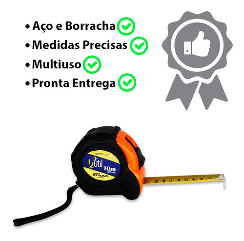 Imagem 6 de 6 de Trena Métrica 10 Metros Srong Freio Manual Multiuso Premium