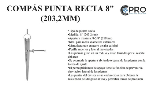 Compás De Punta Recta 8 (203,2mm)